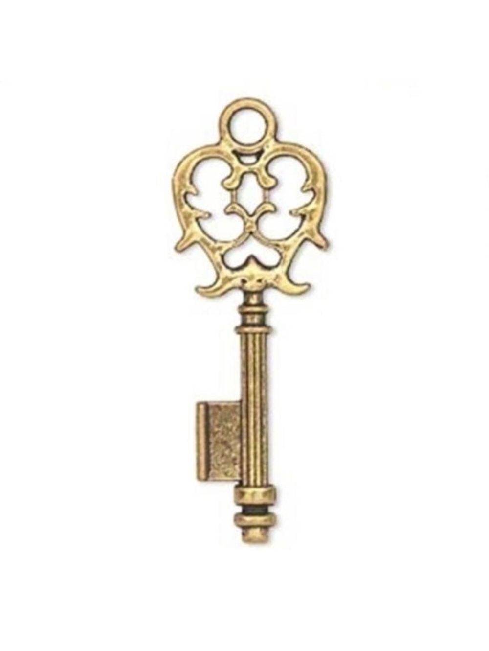 Antiqued Gold Pewter Victorian Steampunk 44mm Long Skeleton Key Pendant